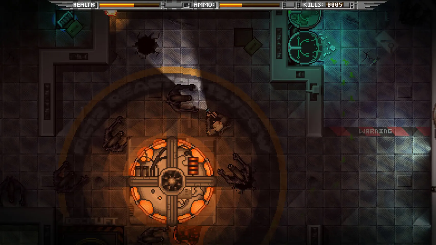Combate cenital con iluminación moderna junto a un núcleo de reactor