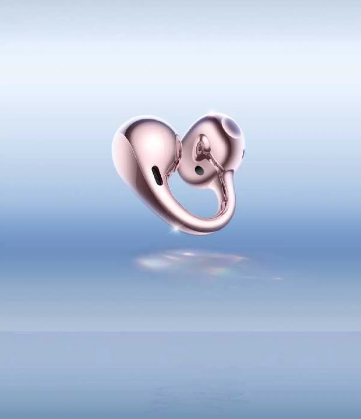 Twilight Rose finish of the OnePlus Buds Clip against a gradient background