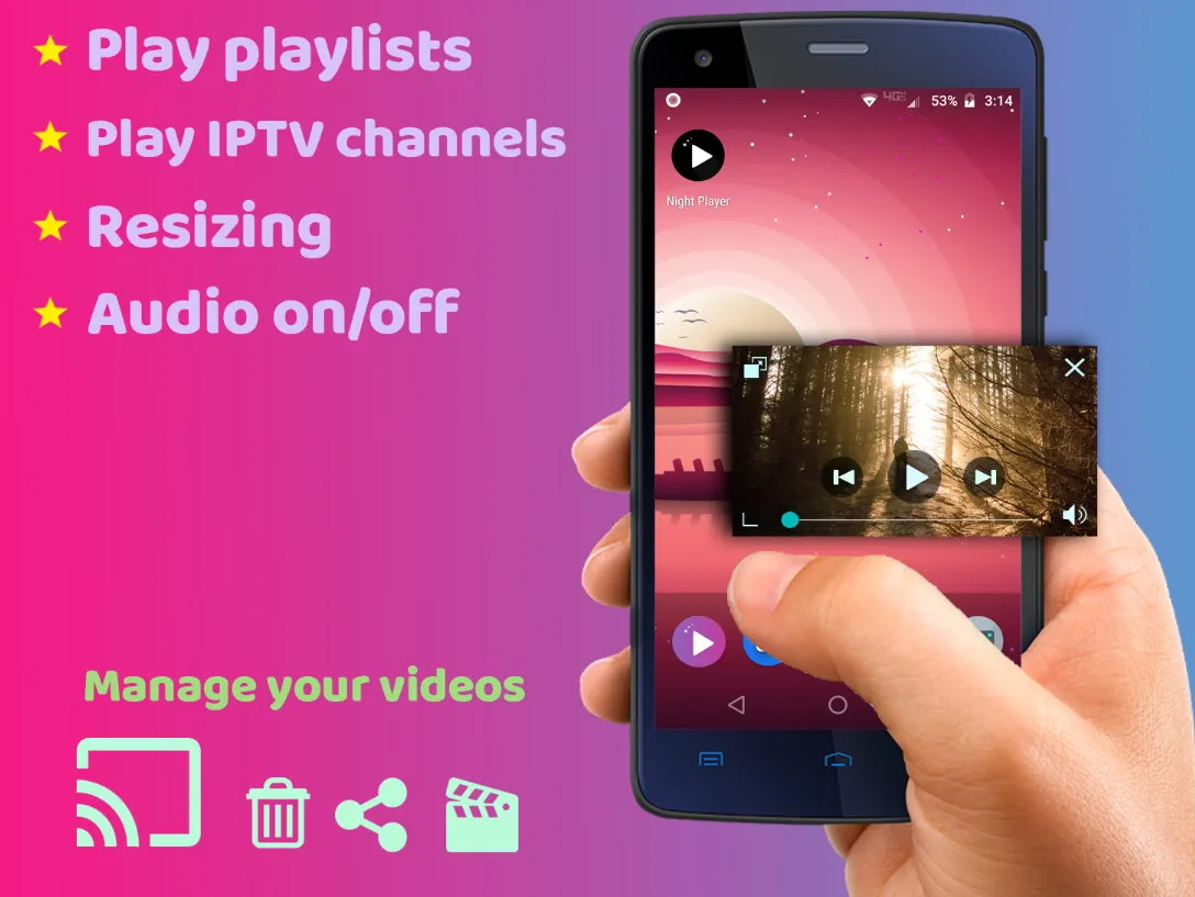 Interfaz de Night Video Player