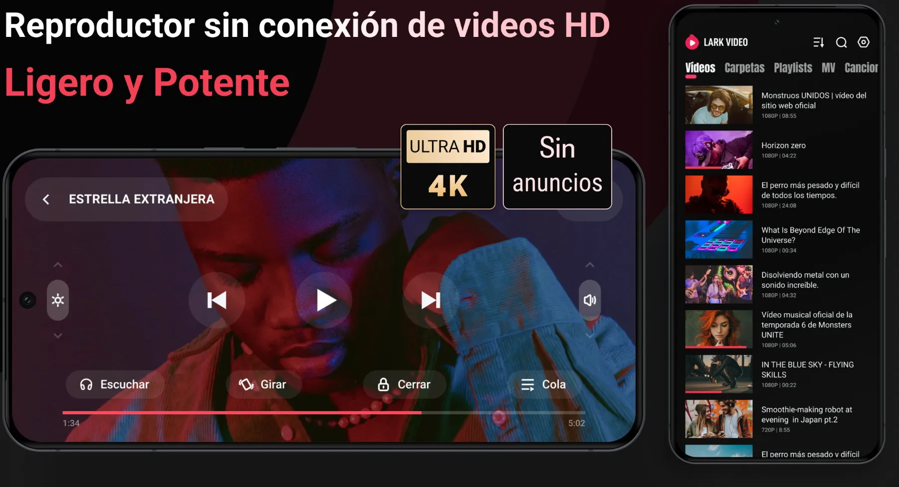 Interfaz de Lark Video Player