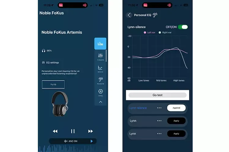 Capturas de la aplicación de control Noble