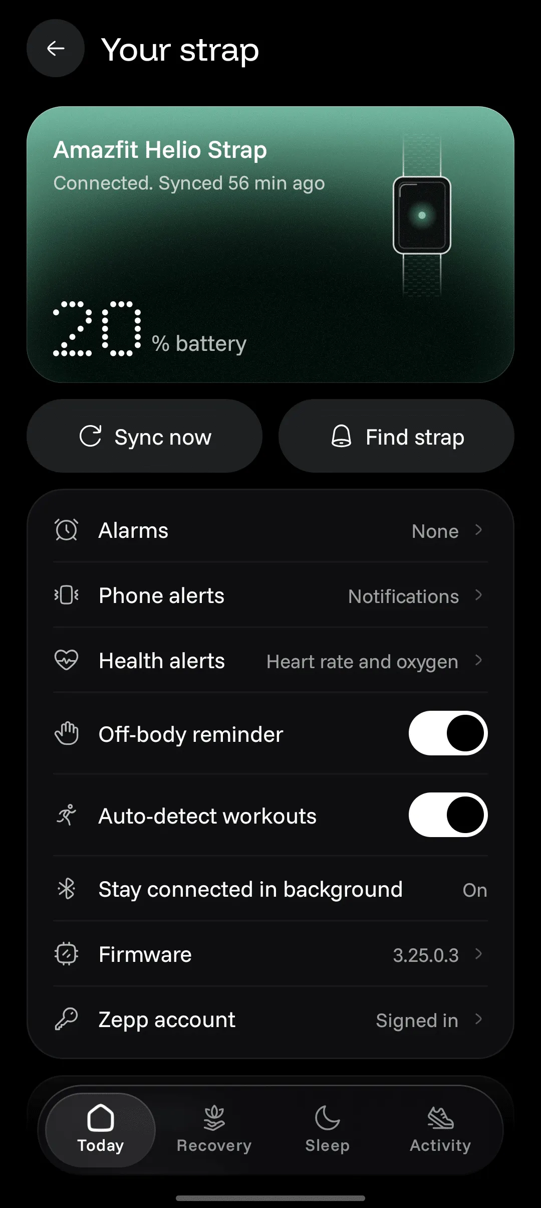 OpenStrap notification and call settings for the Amazfit Helio Strap