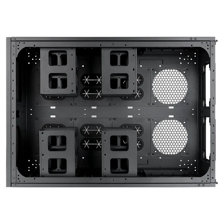 Detalle del interior del AX200 con bahías de almacenamiento