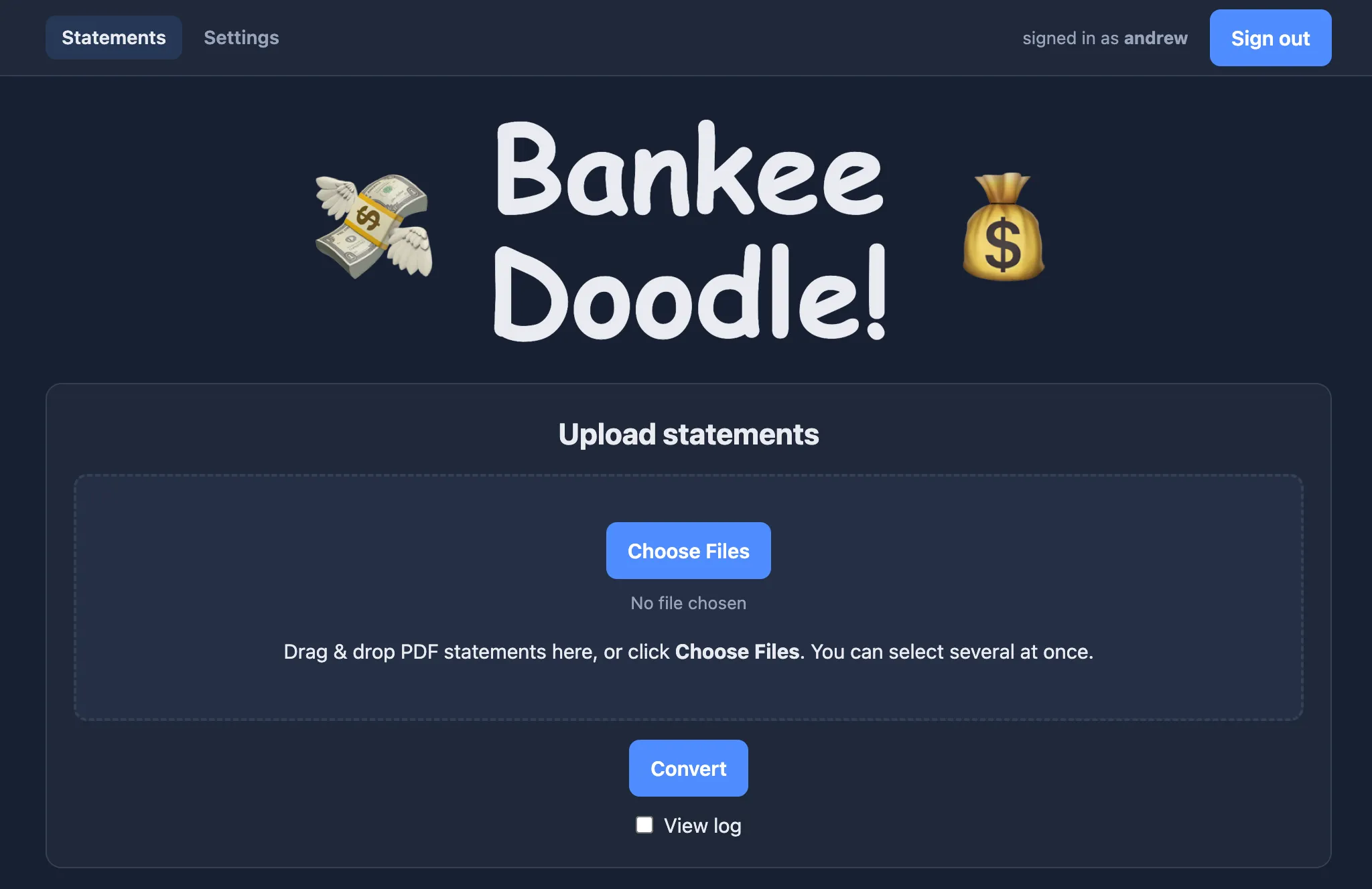 Interfaz web «Bankee Doodle», la aplicación creada por el redactor durante su experiencia con programación asistida por IA