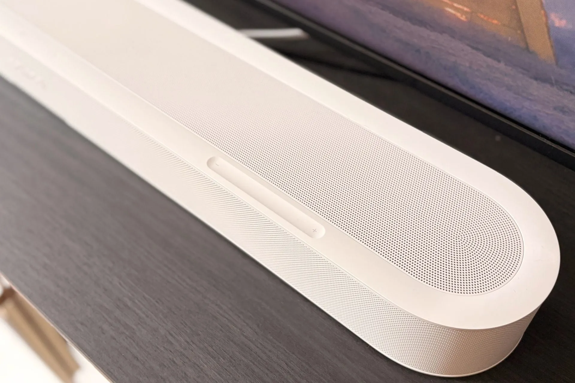 Sonos Beam Ultra in white on a light surface