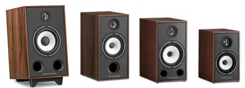 Comparison image of Borea BR05, BR04, BR03 and BR02 cabinets from left to right, published by eCoustics