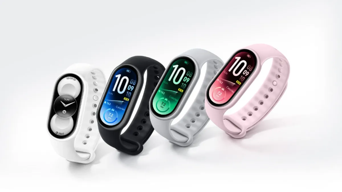 Cuatro unidades de la Xiaomi Smart Band 11 en blanco, negro, gris y rosa