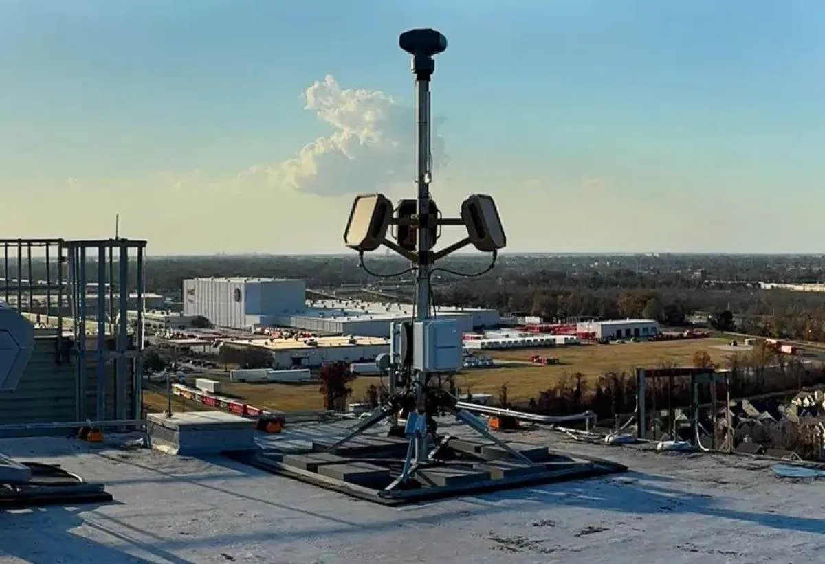 Echodyne radar unit deployed outdoors for drone detection
