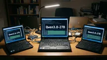 Representación del modelo Qwen3.8-27B ejecutándose repartido entre varios dispositivos