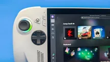 Primer plano del botón Xbox, la cruceta y el joystick de la ROG Xbox Ally