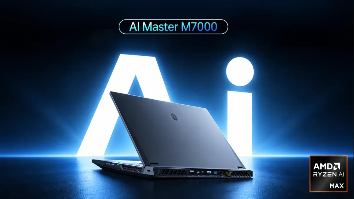 Portátil Thunderobot AI Master M7000 con iluminación RGB sobre un escritorio