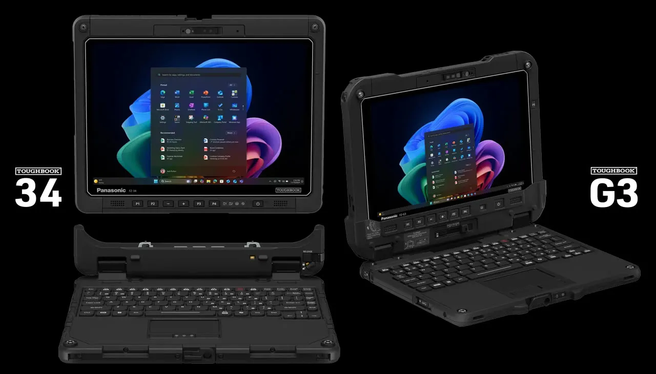 Los portátiles reforzados Panasonic Toughbook 34 y Toughbook G3, uno junto al otro