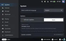 Steam Deck mostrando el aviso de actualización de SteamOS lista para instalar
