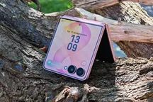El Samsung Galaxy Z Flip8 plegado sobre una superficie clara
