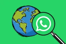 Mapa con el indicador de ubicación de WhatsApp sobre un mapamundi