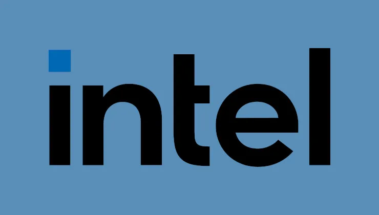 Logotipo de Intel sobre un fondo degradado azul