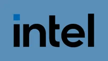Logotipo de Intel sobre un fondo degradado azul