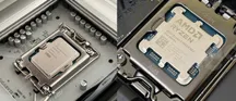 A graphics card and a processor side by side