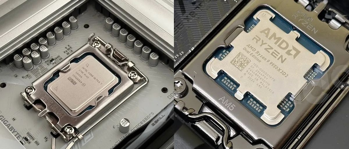 A graphics card and a processor side by side