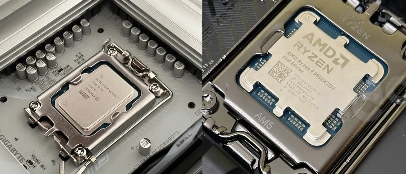 A graphics card and a processor side by side