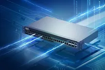 View of the QNAP QSW-M7230P-2X4F24T switch, a 1U rack unit with 100, 25, and 10 GbE ports