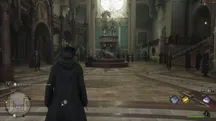 Partida de Hogwarts Legacy con el monitor de rendimiento mostrando consumo y FPS en pantalla