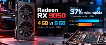 Gráfica comparativa del rendimiento de la Radeon RX 9050 de 4 GB frente a la de 8 GB