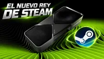 Graphic with a GeForce RTX 5070, the Steam logo and the headline "The new king of Steam"