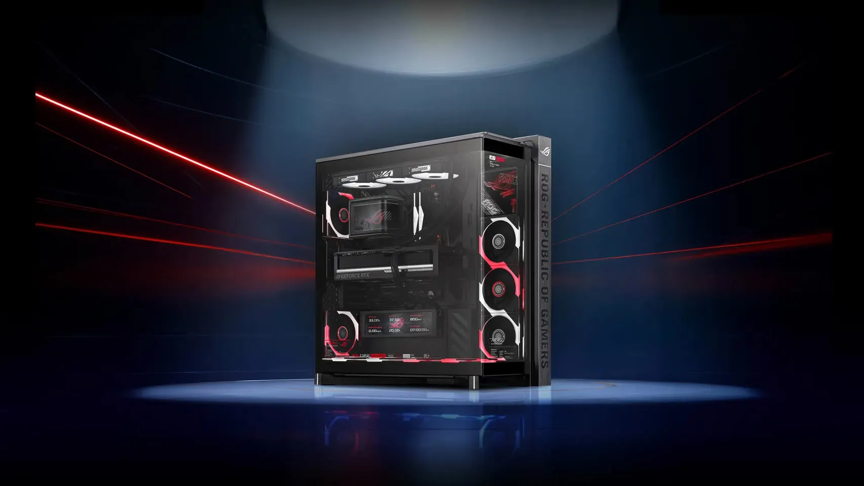Caja ROG Cronox ARGB con panel lateral de vidrio templado curvado e iluminación ARGB
