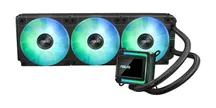 Refrigeración líquida ASUS LC 360 ARGB: radiador de 360 mm con tres ventiladores ARGB iluminados, bloque de bomba con logotipo ASUS y tubos de goma trenzada