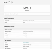 Gráfica de rendimiento de la GPU del Apple M5 Ultra en Geekbench