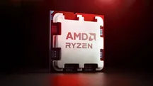 AMD Ryzen processor on a dark background with red lighting