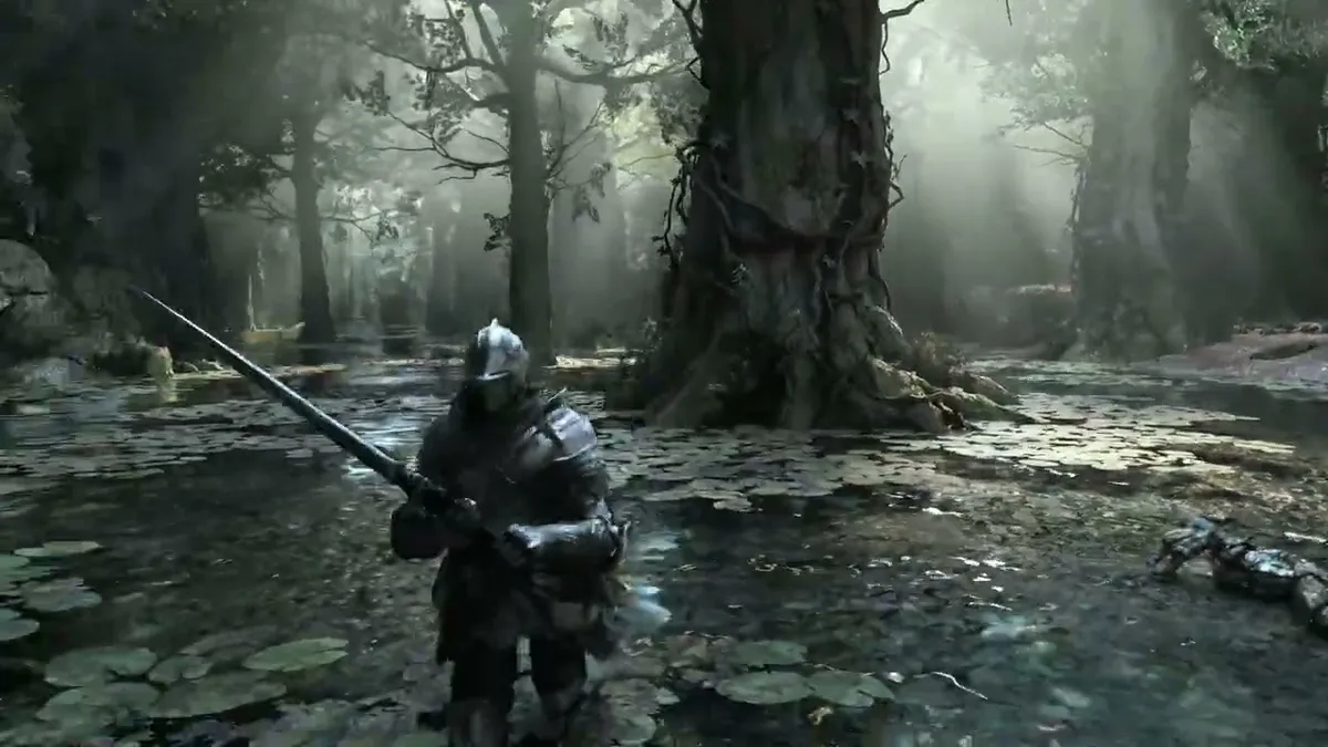 Fotograma de Dark Souls 3 en Crucifixion Woods con iluminación por trazado de rayos, miniatura del vídeo del mod