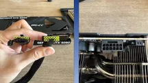 Conector de alimentación de 16 pines de una RTX 5090 con el plástico fundido