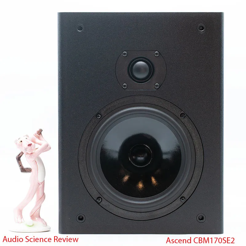 Altavoz de estantería Ascend CBM-170SE2 visto de frente y con la rejilla retirada