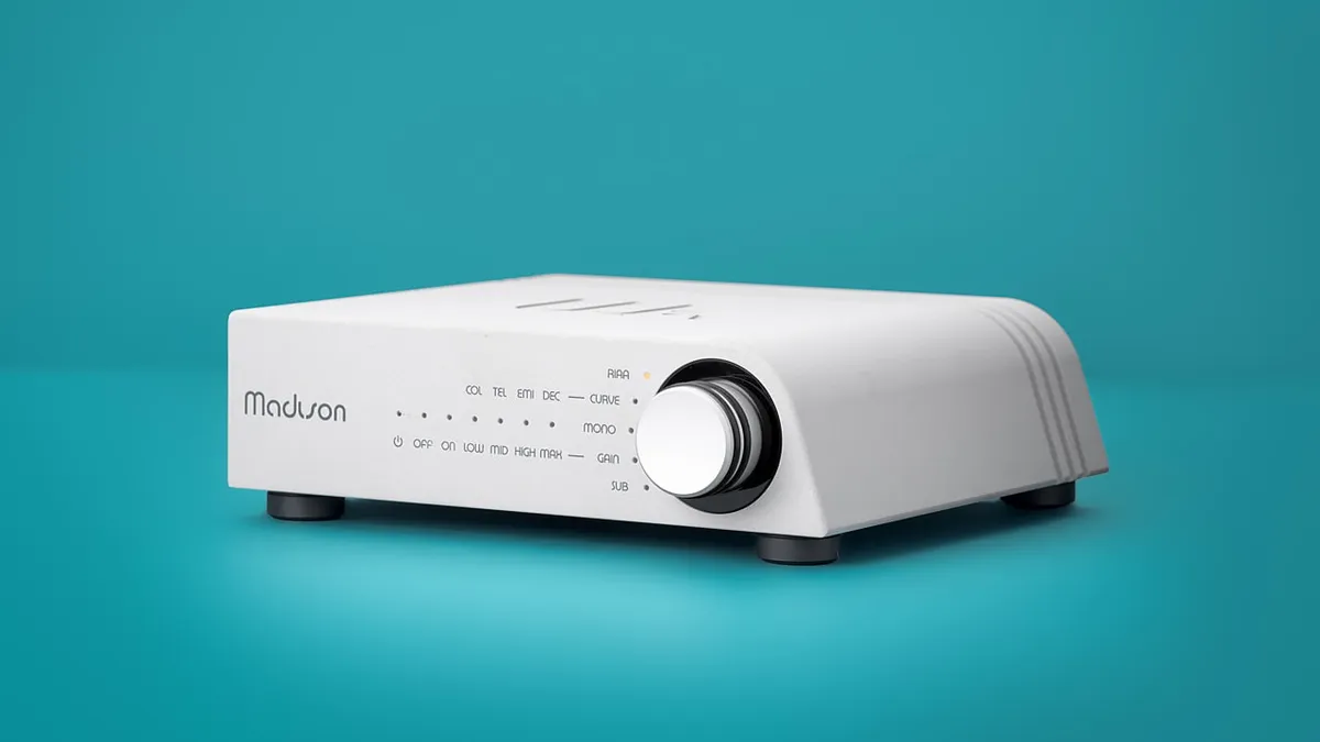 Wattson Audio Madison Phono phono preamp in an angled view against a neutral background