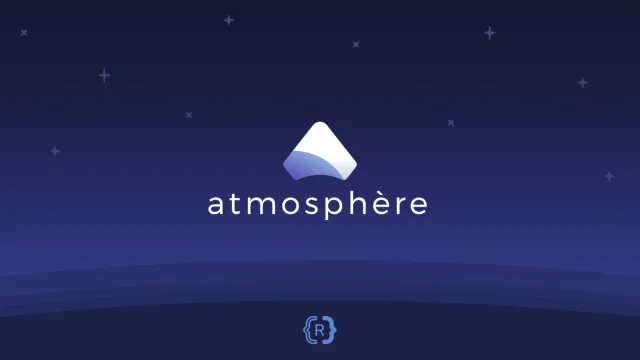 Logotipo de Atmosphère sobre un fondo azul oscuro moteado de estrellas