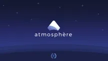 Logotipo de Atmosphère sobre un fondo azul oscuro moteado de estrellas
