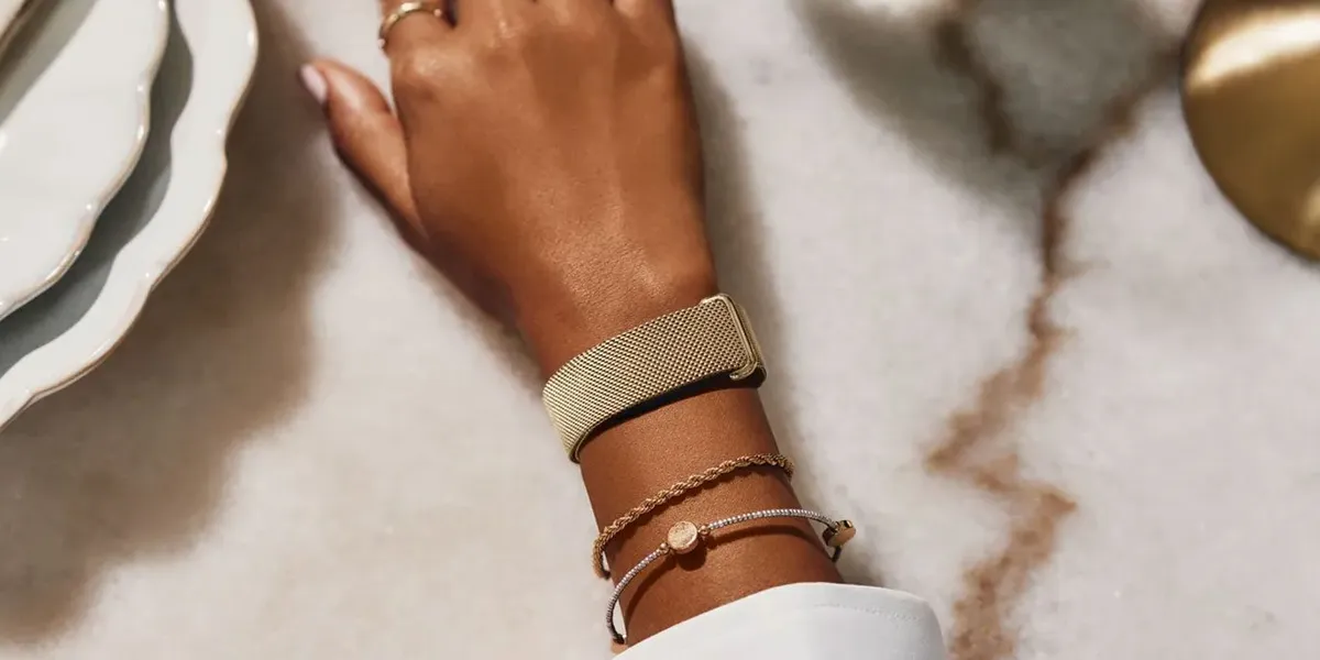 Fitbit Air Metal Mesh band in polished silver and champagne gold