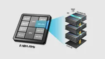 Render de un módulo de memoria HBM de Samsung