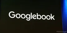 Logotipo de Googlebook sobre fondo degradado azul y morado