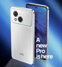 El HMD Vibe2 Pro en color blanco, mostrando su parte trasera y su pantalla frontal