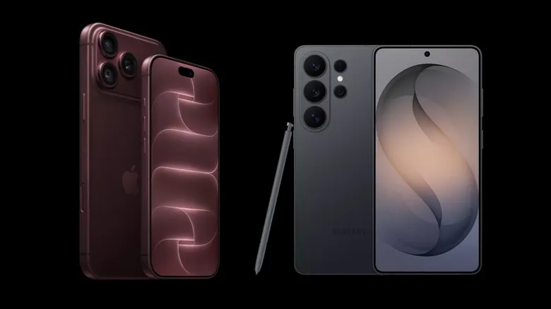 iPhone 18 Pro Max en rojo junto al Galaxy S26 Ultra en gris