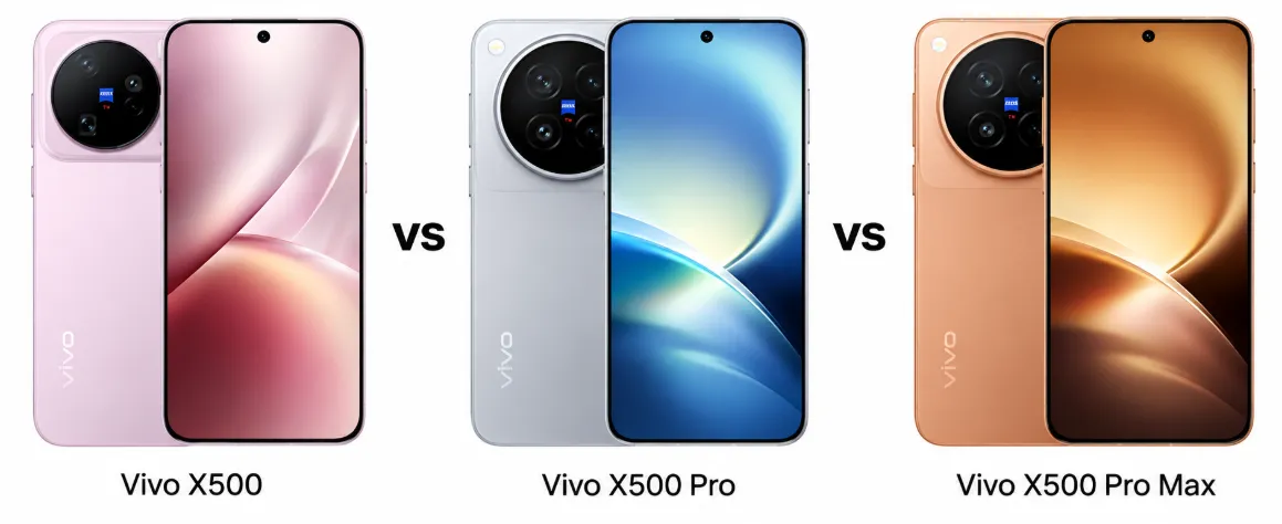 Teléfono Vivo plateado con módulo de cámara circular Zeiss en la mano, junto a una fotografía de una mujer en un campo de trigo al atardecer