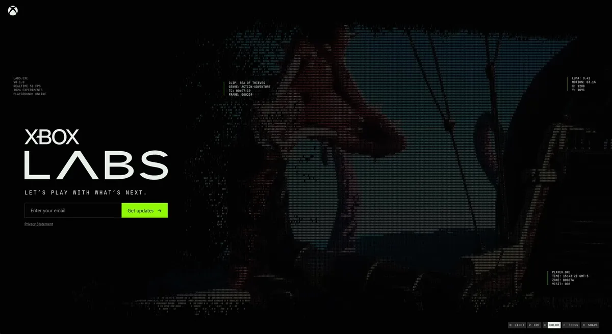Imagen promocional de Xbox Labs con la marca de Xbox