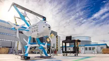 Amazon delivery drone on a launch stand