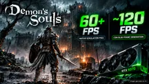 Screenshot of the Demon's Souls Remake running on PC via the KyTyPS5 emulator with a frames-per-second counter above 60
