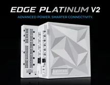 Lian Li Edge Platinum V2 power supply in black next to its modular cabling