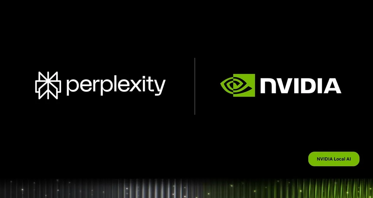 Logotipos de Perplexity y NVIDIA sobre un fondo oscuro