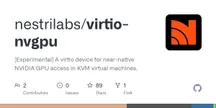 Página del repositorio nestrilabs/virtio-nvgpu en GitHub, con su descripción y sus métricas